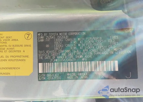 2008 Lexus Rx 400H from USA, damaged, VIN JTJHW31U582048479